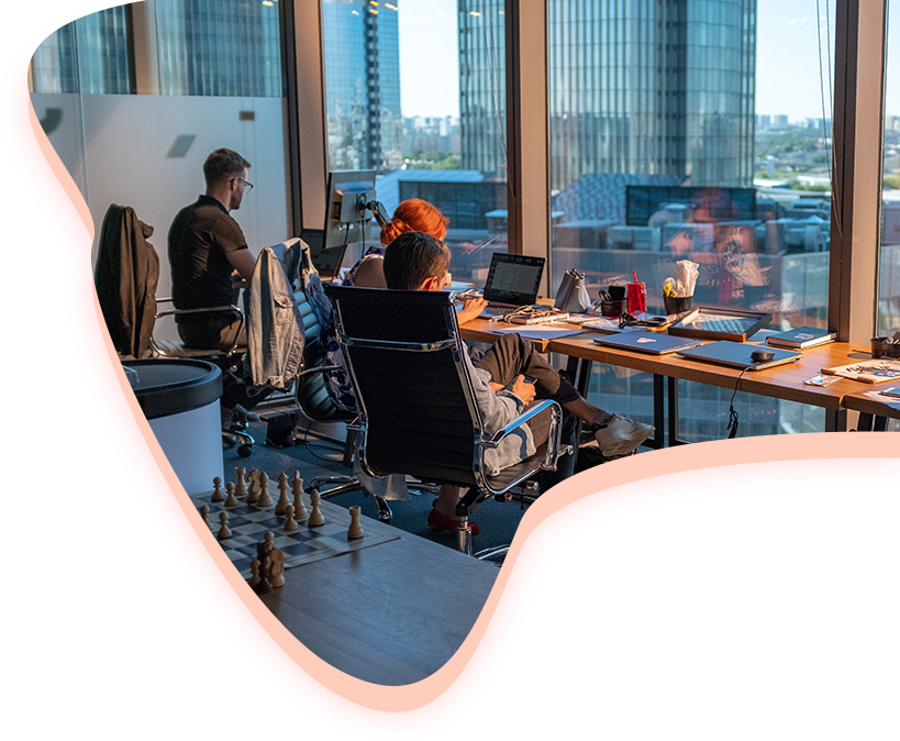 RoyalX team working with business technology